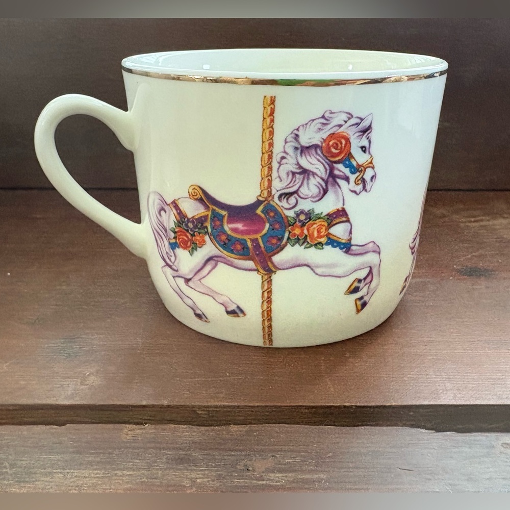 Vintage Teleflora carousel horse cup mug, vessel to hold floral arrangement.